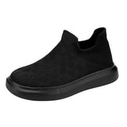 ASFGIMUJ; Unisex Kids Lightweight Breathable Slip On Sneakers, Black, Size 10.5